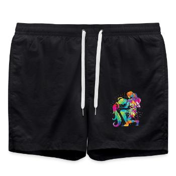 Sternzeichen Wassermann Astrologie Horoskop - Badeshorts - Schwarz - Vorne - AI Model Male 185 light (185cm)