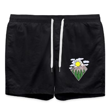 Berge Wandern Wanderer - Badeshorts - Schwarz - Vorne - AI Model Male 185 light (185cm)