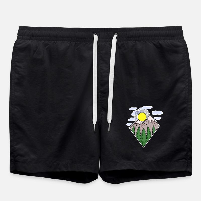 Mountains hiking hiker - Swim Trunks - black