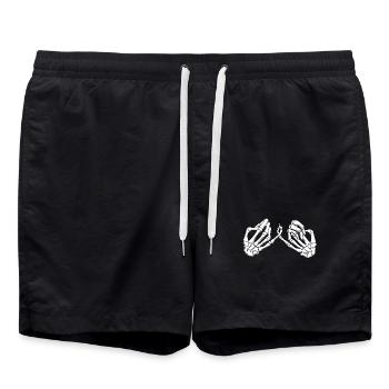Pinky Finger auf Skeletthänden - Badeshorts - Schwarz - Vorne - AI Model Male 185 light (185cm)