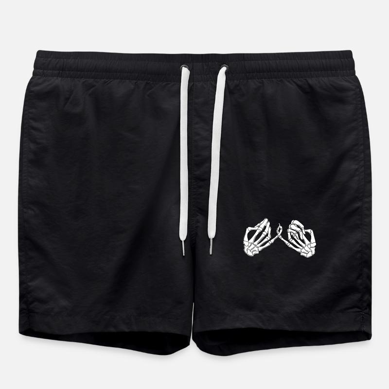 Pinky fingers on skeletal hands - Swim Trunks - black
