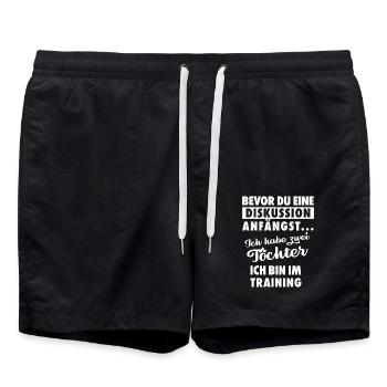 Ich habe zwei Töchter - Vater Geschenk - Badeshorts - Schwarz - Vorne - AI Model Male 185 light (185cm)