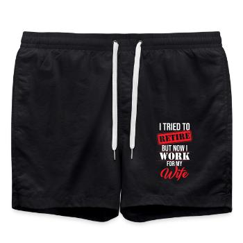 Cadeau de retraité disant pension drôle - Short de bain - noir - Devant - AI Model Male 185 light (185cm)