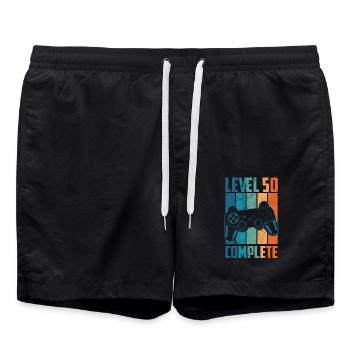 50th Birthday Level 50 Complete Gamer Gift - Swim Trunks - black - Front - AI Model Male 185 light (185cm)