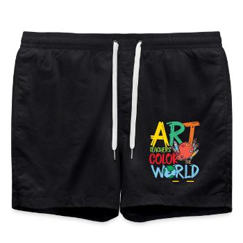 Art teachers color the world - Swim Trunks - black - Front - AI Model Male 185 light (185cm)