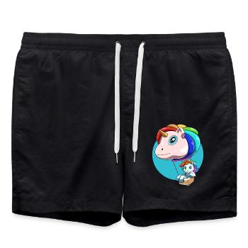 Lustiger Heißluftballon als Einhorn - Badeshorts - Schwarz - Vorne - AI Model Male 185 light (185cm)