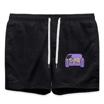 Paresseux étudiant drôle - Short de bain - noir - Devant - AI Model Male 185 light (185cm)