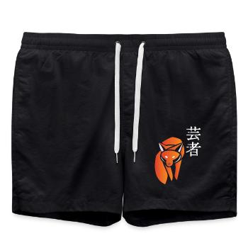 Fox Japan Asia Bamboo Sun Kanji Nature Geisha - Swim Trunks - black - Front - AI Model Male 185 light (185cm)