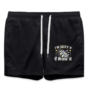 Dart | Darts Darten Darter Dartspieler Geschenk - Badeshorts - Schwarz - Vorne - AI Model Male 185 light (185cm)
