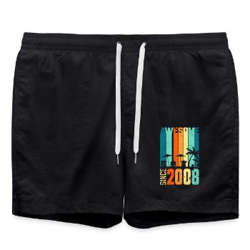 Vintage 2008 08 Geburtstag Retro Jahrgang Geschenk - Badeshorts - Schwarz - Vorne - AI Model Male 185 light (185cm)