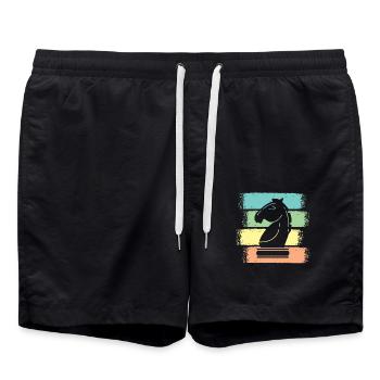 Schach Pferd Schachfiguren Retro - Badeshorts - Schwarz - Vorne - AI Model Male 185 light (185cm)