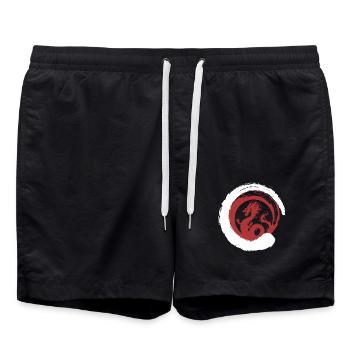 Dragon Japan Asia Bamboo Sun Kanji Nature - Swim Trunks - black - Front - AI Model Male 185 light (185cm)