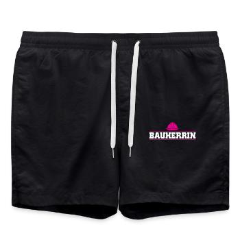 Bauherrin Hausbau Baubeginn Richtfest Geschenk - Badeshorts - Schwarz - Vorne - AI Model Male 185 light (185cm)
