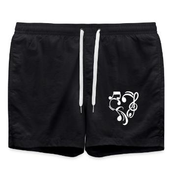 Liebe Musik Notenschlüssel Herz - Badeshorts - Schwarz - Vorne - AI Model Male 185 light (185cm)