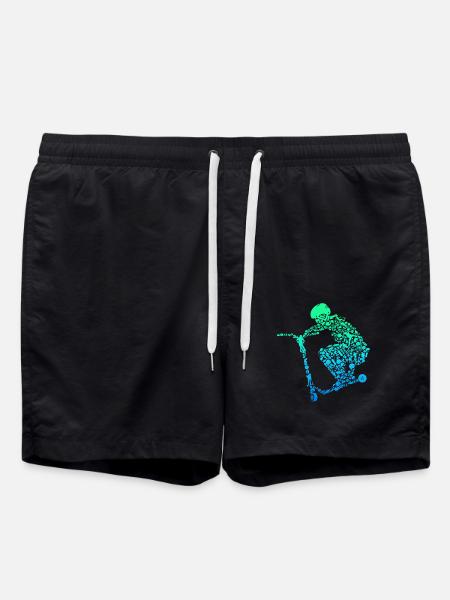 Scooter Roller Stunt Gift Boys Kids - Swim Trunks - black