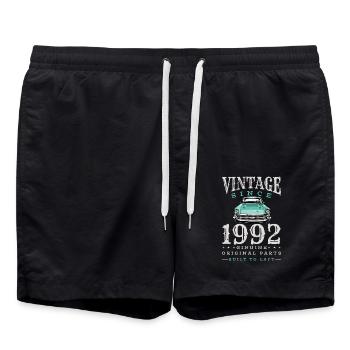 Vintage 1992 92 Birthday Retro Vintage Gift - Swim Trunks - black - Front - AI Model Male 185 light (185cm)