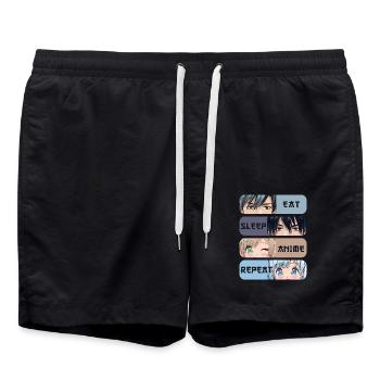 Eat Sleep Anime Repeat - Swim Trunks - black - Front - AI Model Male 185 light (185cm)