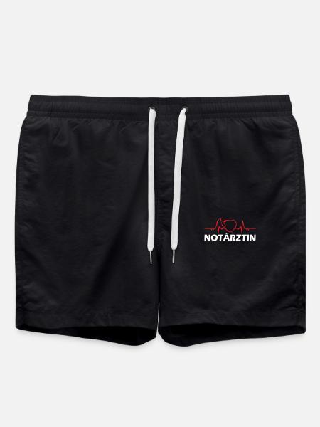 Notärztin Notarzt Design Herzschlag Geschenk - Badeshorts - Schwarz