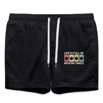 Poivrons légumes végétaliens coeur épice rengaine cadeau - Short de bain - noir - Devant - AI Model Male 185 light (185cm)