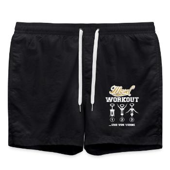 Mosel Workout Korkenzieher Wein Weinfest Shirt - Badeshorts - Schwarz - Vorne - AI Model Male 185 light (185cm)