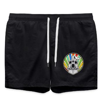 Modellbau Lokomotive Lok Modelleisenbahn - Badeshorts - Schwarz - Vorne - AI Model Male 185 light (185cm)