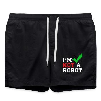 I´m not a Robot - Ich bin kein Roboter im Internet - Badeshorts - Schwarz - Vorne - AI Model Male 185 light (185cm)
