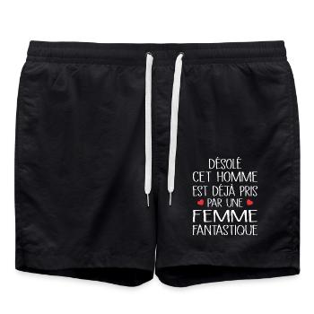 Désolé cet Homme est déjà Pris - Short de bain - noir - Devant - AI Model Male 185 light (185cm)