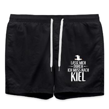 Lasst mich durch ich muss nach Kiel Möwe - Badeshorts - Schwarz - Vorne - AI Model Male 185 light (185cm)