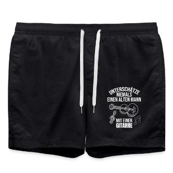 Gitarre Musik alter Gitarrist Musiker Music Spruch - Badeshorts - Schwarz - Vorne - AI Model Male 185 light (185cm)