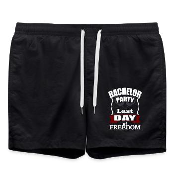 BACHELOR PARTY - LAST DAY OF FREEDOM - Handcuffs - Swim Trunks - black - Front - AI Model Male 185 light (185cm)