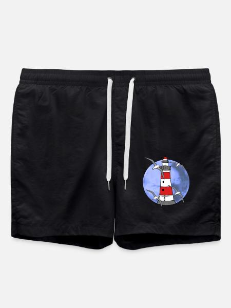 Norddeutschland Leuchtturm Nautik Maritim Möwe - Badeshorts - Schwarz