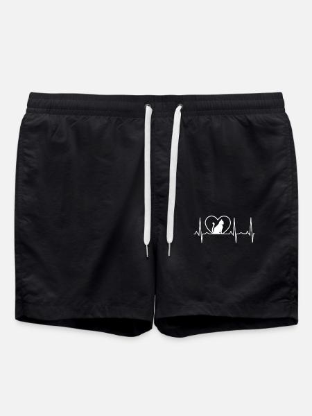 Cat Heartbeat Gift - Swim Trunks - black