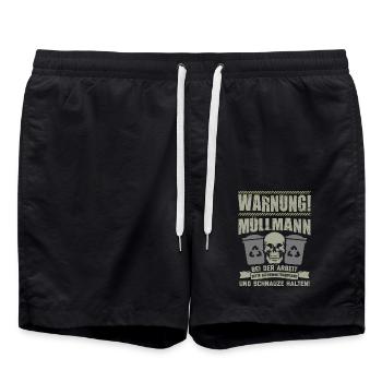 Müllmann Müllabfuhr Müllwerker Mülllader Geschenk - Badeshorts - Schwarz - Vorne - AI Model Male 185 light (185cm)