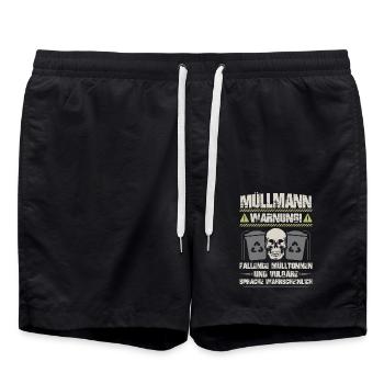 Müllmann Müllabfuhr Müllwerker Müllwagen Geschenk - Badeshorts - Schwarz - Vorne - AI Model Male 185 light (185cm)