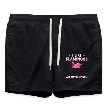 Flamingo sort drôle - Short de bain - noir - Devant - AI Model Male 185 light (185cm)