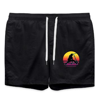 Stunt Scooter Trittroller - Badeshorts - Schwarz - Vorne - AI Model Male 185 light (185cm)