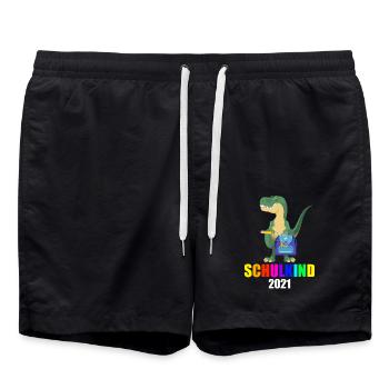 Schulkind 2021 - 1. Klasse Einschulung Dino T-Rex - Badeshorts - Schwarz - Vorne - AI Model Male 185 light (185cm)