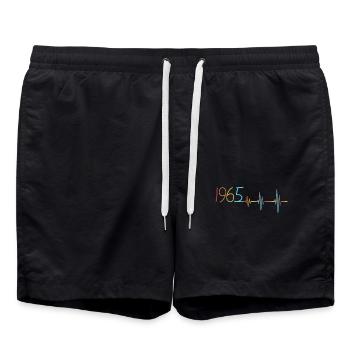 Battements de coeur 1965 Rétro Millésime 1965 année de construction ECG - Short de bain - noir - Devant - AI Model Male 185 light (185cm)