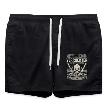 Kettensäge | Motorsäge Säge Holzfäller Geschenk - Badeshorts - Schwarz - Vorne - AI Model Male 185 light (185cm)