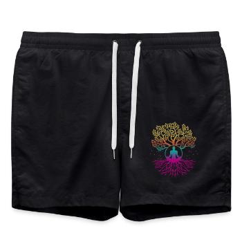 Yoga, Yoga Meditation, Hatha, - Badeshorts - Schwarz - Vorne - AI Model Male 185 light (185cm)
