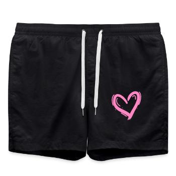 Herz Design Liebe Rosa - Badeshorts - Schwarz - Vorne - AI Model Male 185 light (185cm)