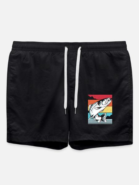 Fische Hecht Karpfen - Badeshorts - Schwarz