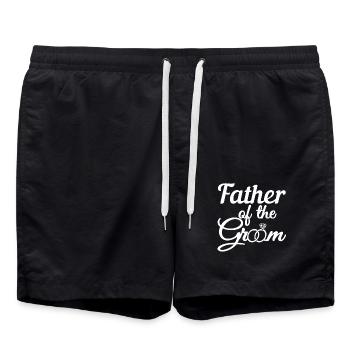 Father Of The Groom - Groom Wedding And Dad Gift - Swim Trunks - black - Front - AI Model Male 185 light (185cm)