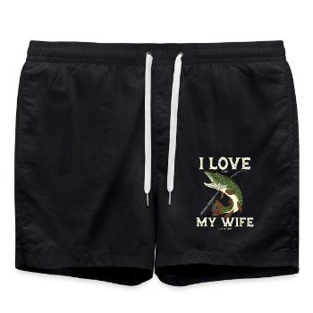 Pêche brochet prédateur pour pêcheur rengaine cadeau - Short de bain - noir - Devant - AI Model Male 185 light (185cm)