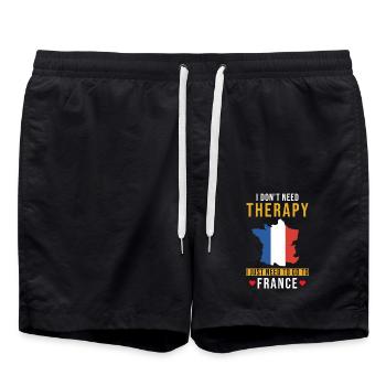 France holiday saying funny - Swim Trunks - black - Front - AI Model Male 185 light (185cm)