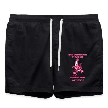 Moto femmes mobylette fille mobylette cadeau vélo - Short de bain - noir - Devant - AI Model Male 185 light (185cm)