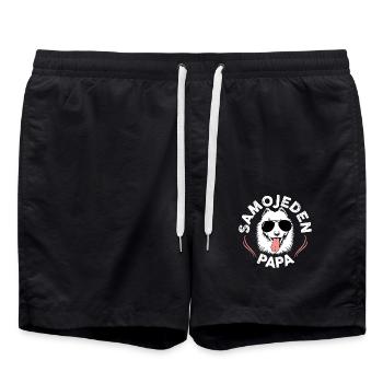 Samojede Samojeden Papa Samojedenhunde Geschenk - Badeshorts - Schwarz - Vorne - AI Model Male 185 light (185cm)