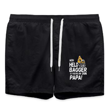 Bagger Held Papa Vater Geschenk - Badeshorts - Schwarz - Vorne - AI Model Male 185 light (185cm)