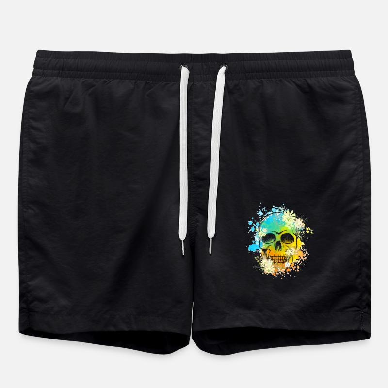 Skull Fleurs - Short de bain - noir