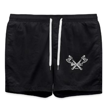 Stärke auf Altnordisch - Germanisch - Badeshorts - Schwarz - Vorne - AI Model Male 185 light (185cm)